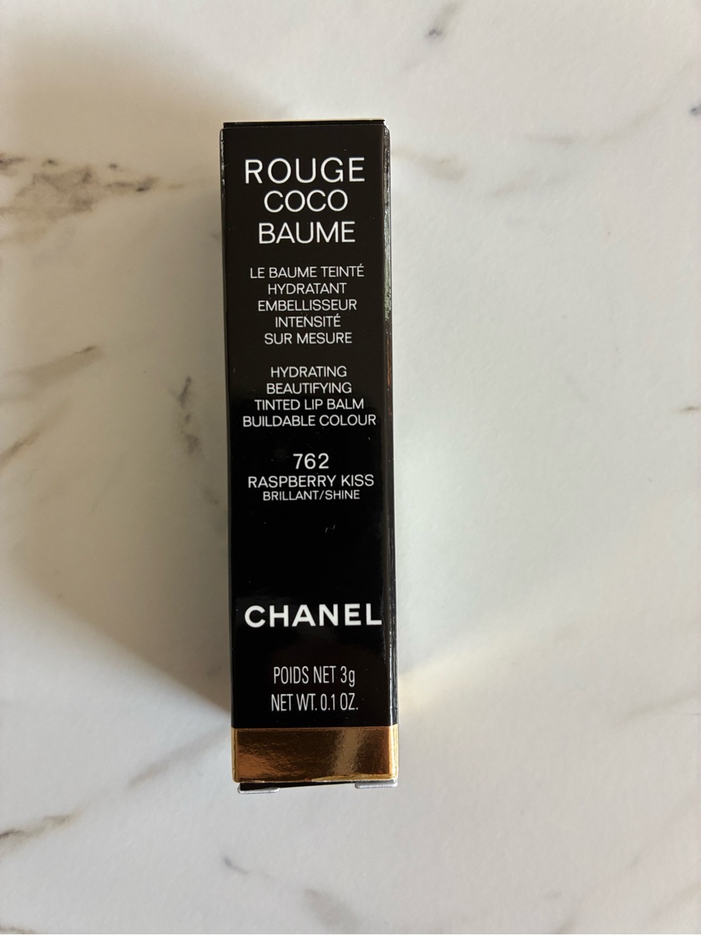 CHANEL Rouge Coco Baume 762 Raspberry Kiss - Black & White Packaging